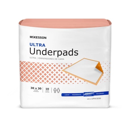 Mckesson Heavy Absorbency Underpad, 30 x 30 Inch, 10PK UPHV3030
